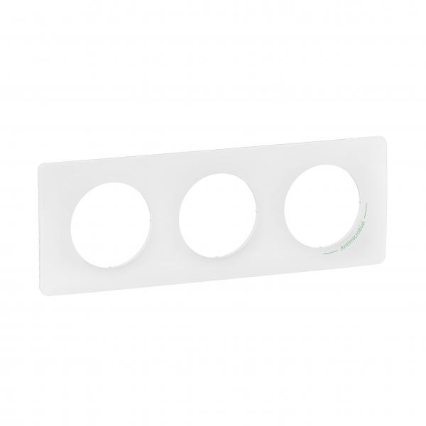 Photo Plaque de finition nouveau Cliane 3 postes - Blanc antimicrobien | Ref : CP2603