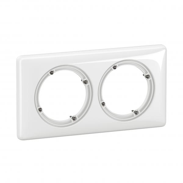 Photo Plaque de finition nouveau Cliane 2 postes - Blanc IP44 | Ref : CP2702