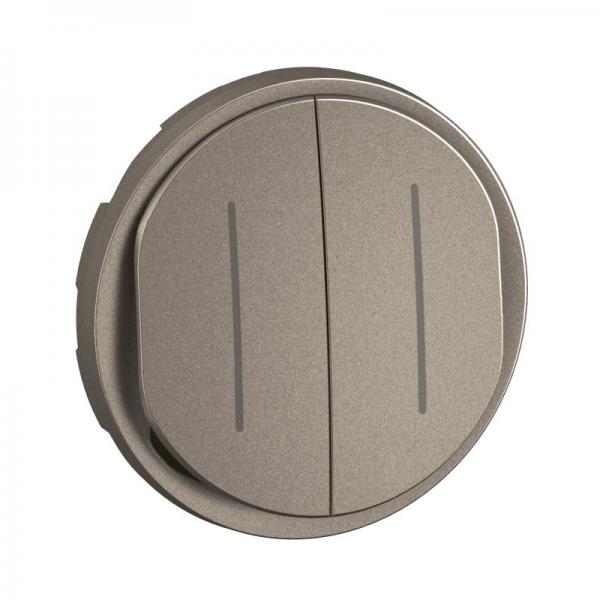Photo Enjoliveur interrupteur va-et-vient double tmoin nouveau Cliane - Titanium | Ref : CT2007