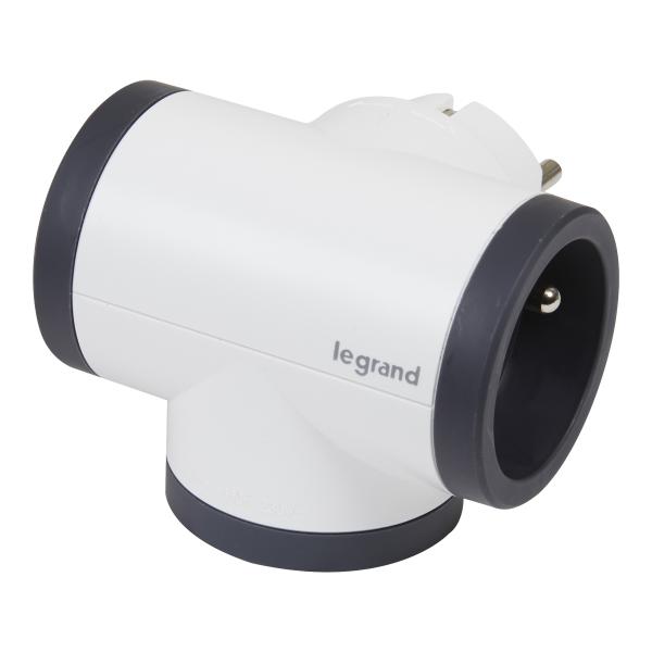 Vignette 2 produit Fiche multiprise avec 3 prises de courant latérales rotatives 2P+T 16A 230V 3680W - blanc et gris foncé | Ref : 049436