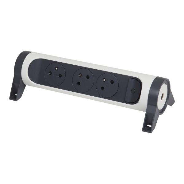 Vignette 2 produit Rallonge 3x2P+T Surface avec interrupteur sans cordon - blanc/gris fonc� | Ref : 049464