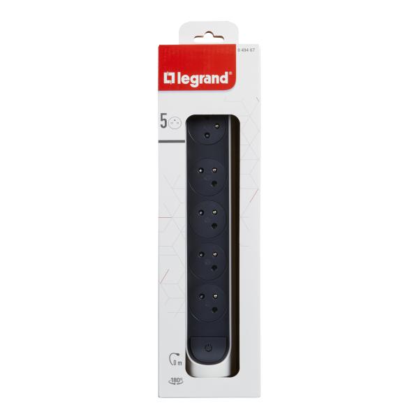 Vignette 2 produit Rallonge 5x2P+T Surface avec interrupteur sans cordon - blanc/gris fonc | Ref : 049467
