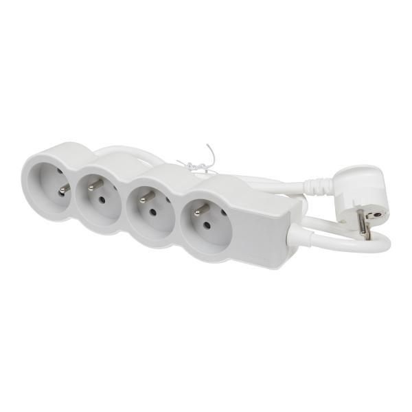 Vignette 2 produit Rallonge 4x2P+T avec cordon 1.5m 3G 1mm - blanc/gris clair | Ref : 049475