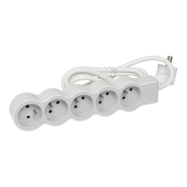 Vignette 2 produit Rallonge 5x2P+T avec cordon 1.5m 3G 1mm - blanc/gris clair | Ref : 049480