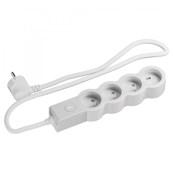 Vignette 2 produit Multiprise 4 prises 2P+T Franco-Belge. Interrupteur ON/OFF lumineux. C�ble blanc PVC. longeur 1.5m et section 1mm2.
Bicolore: blanc/gris clair. Design et qualit� Legrand France. | Ref : 049624