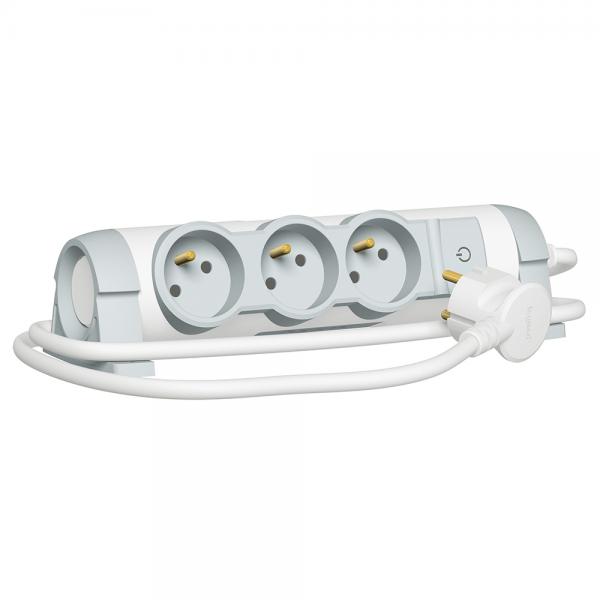Vignette 2 produit Rallonge multiprise confort - bloc de prises rotatif - 3x2P+T - cordon 3 m | Ref : 050072