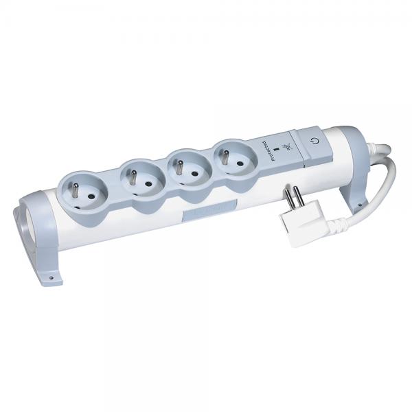 Vignette 2 produit Rallonge multiprise 4 prises 2P+T 16A 230V avec parafoudre - blanc et gris | Ref : 050095