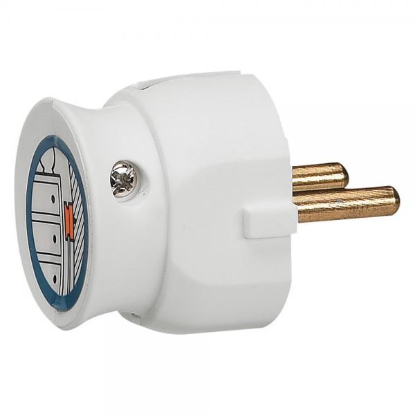 Vignette 2 produit Fiche plastique 2P 16A extra-plate  sortie latrale - blanc | Ref : 050183