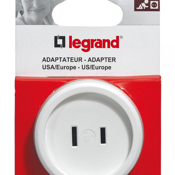 Vignette 2 produit Adaptateur 2P 6A 230V pour fiche standard amricain sur prise standard franais | Ref : 050385
