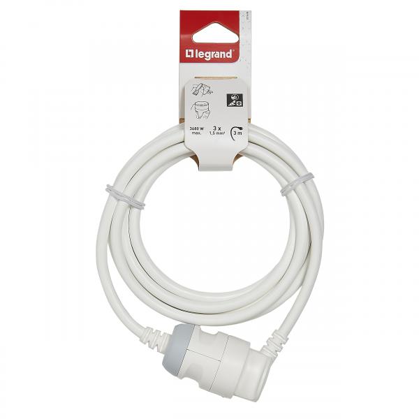 Vignette 2 produit Rallonge domestique 2P+T avec clips de protection longueur 3m - blanc | Ref : 051600