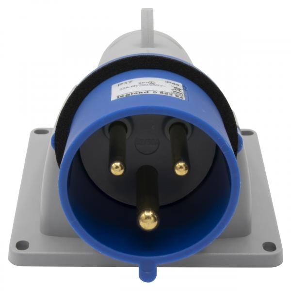 Vignette 2 produit Fiche ou fiche incline saillie P17 IP44 32A  -  200V~  250V~  -  2P+T | Ref : 058284