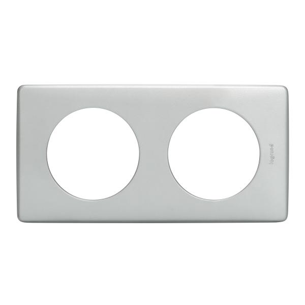 Vignette 2 produit Plaque de finition Cliane Collection Mtal 2 postes finition Alu naturel avec systme de rattrapage des dfauts du mur | Ref : 066782