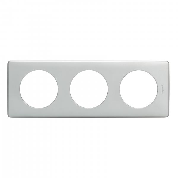 Vignette 2 produit Plaque de finition Cliane Collection Mtal 3 postes finition Alu naturel avec systme de rattrapage des dfauts du mur | Ref : 066783