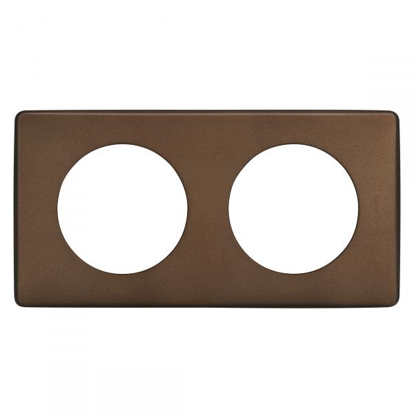 Vignette 2 produit Plaque de finition C�liane Collection M�tal 2 postes finition Alu Chocolat avec syst�me de rattrapage des d�fauts du mur | Ref : 066792