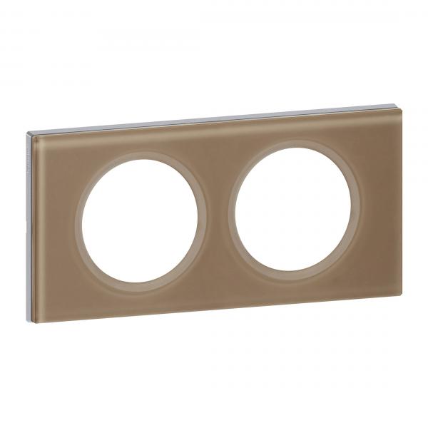 Vignette 2 produit Plaque Cliane Matires 2 postes  -  finition Verre Moka | Ref : 069462