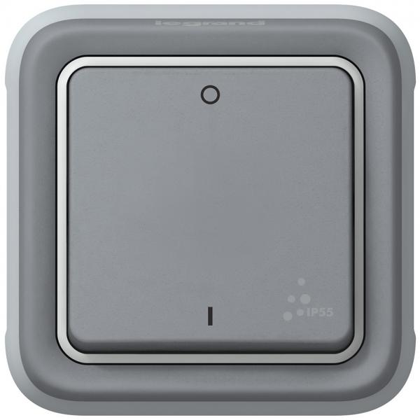 Vignette 2 produit Interrupteur bipolaire étanche Plexo composable IP55 10AX 250V - gris | Ref : 069530