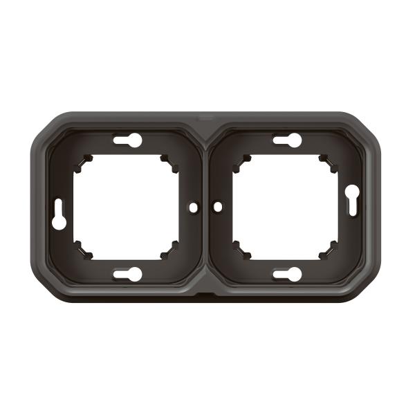 Vignette 2 produit Support plaque encastr 2 postes montage horizontal/vertical Plexo anthracite | Ref : 069607L