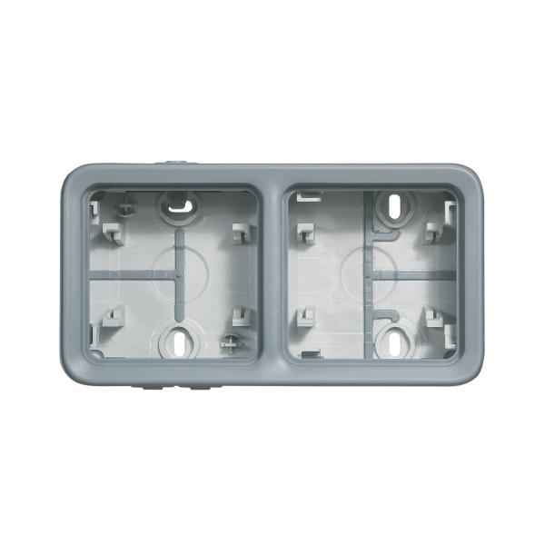 Vignette 2 produit Bo�tier �tanche � embouts 2 postes horizontaux Plexo composable IP55 - gris | Ref : 069672