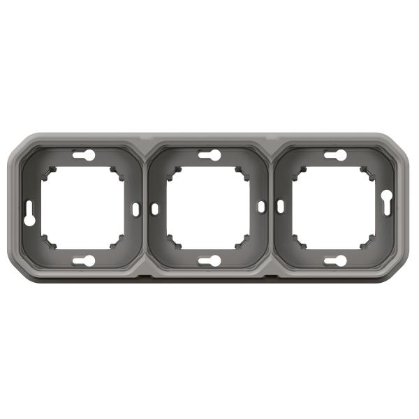 Vignette 2 produit Support plaque encastr 3 postes montage horizontal/vertical Plexo gris | Ref : 069687L