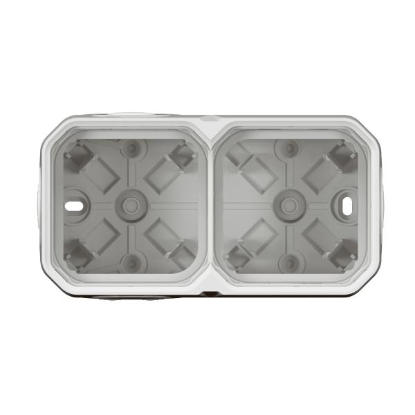Vignette 2 produit Boîtier saillie à embouts 2 postes horizontaux et verticaux Plexo blanc | Ref : 069690L
