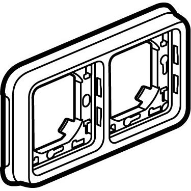 Vignette 2 produit Support plaque étanche 2 postes horizontaux Plexo composable IP55 - blanc | Ref : 069694