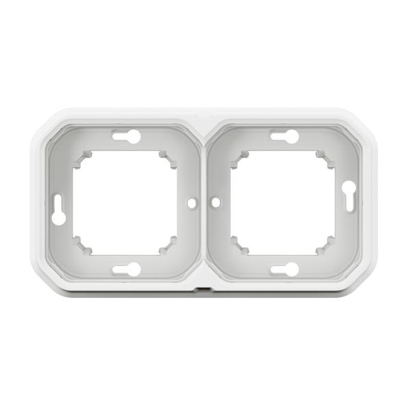 Vignette 2 produit Support plaque encastr 2 postes montage horizontal/vertical Plexo blanc | Ref : 069694L