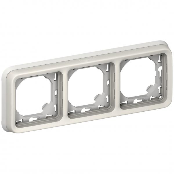 Vignette 2 produit Support plaque tanche 3 postes horizontaux Plexo composable IP55 - blanc | Ref : 069698