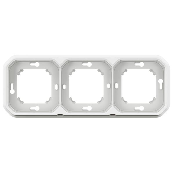 Vignette 2 produit Support plaque encastré 3 postes montage horizontal/vertical Plexo blanc | Ref : 069698L