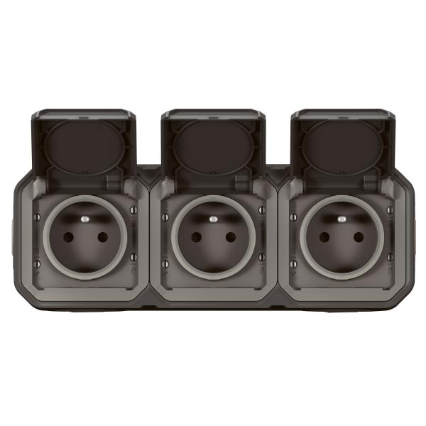 Vignette 2 produit PRISE 3x2P+T F/B étanche ANTHRACITE SAILLIE | Ref : 069766L