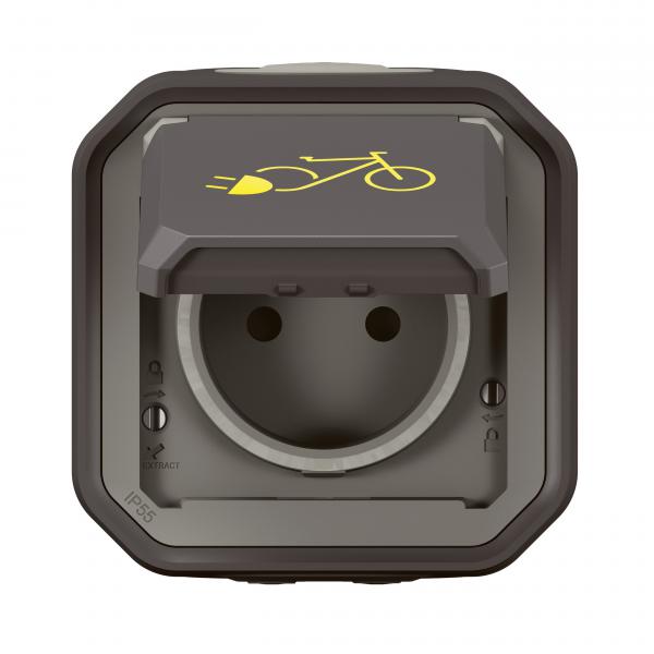 Vignette 2 produit Prise de courant Plexo pour recharge 2 roues lectriques complet anthracite | Ref : 069787L