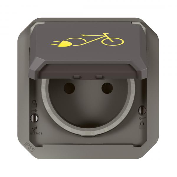Vignette 2 produit Prise de courant Plexo pour recharge 2 roues lectriques composable anthracite | Ref : 069807L