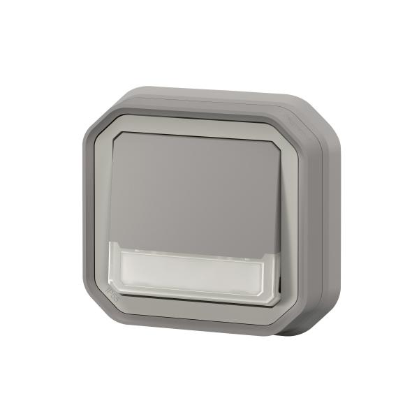 Vignette 2 produit Poussoir NO-NF lumineux porte-étiquette Plexo complet encastré gris | Ref : 069824L