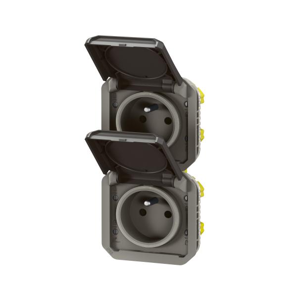 Vignette 2 produit Prise de courant 2x2P+T verticale Plexo composable anthracite | Ref : 069843L