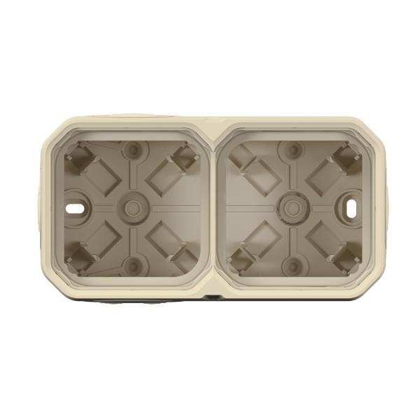 Vignette 2 produit Botier saillie  embouts 2 postes horizontaux et verticaux Plexo sable | Ref : 069867L