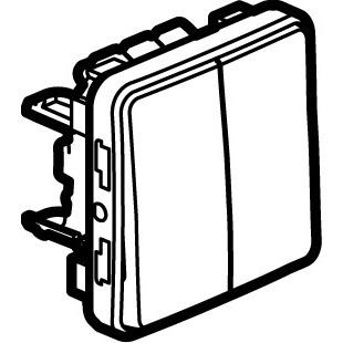 Vignette 2 produit Double inter/va-et-vient Plexo compo IP55 10AX 250V -blanc Artic antimicrobien | Ref : 070726