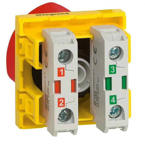 Vignette 2 produit Poussoir coup de poing arrt d'urgence Mosaic 2 modules NO+NF 3A 250V~ dverrouillable par cl  -  r | Ref : 076601