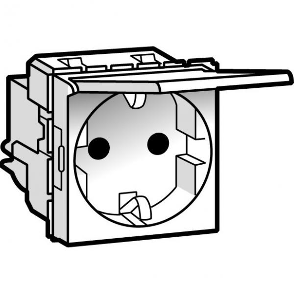 Vignette 2 produit Prise de courant 2P+T  puits germanique  volet Mosaic 2 modules avec bornes  vis  -  blanc antimi | Ref : 077219