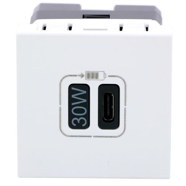 Vignette 2 produit Chargeur simple USB Mosaic Type-C 3A 30W power delivery 2 modules - blanc | Ref : 077585L