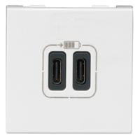 Vignette 2 produit Chargeur 2 USB Type - C 3A 15W Mosaic 2 modules 230V ou 5V=  -  blanc | Ref : 077590