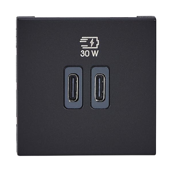 Vignette 2 produit Chargeur 2 USB Type-C + Type-C Power Delivery Mosaic - Noir | Ref : 077633L