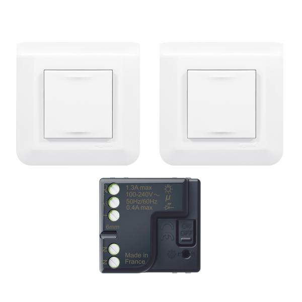 Vignette 2 produit Prêt à poser Mosaic 2 commandes sans fils sans pile + 1 micromodule - blanc | Ref : 077725L