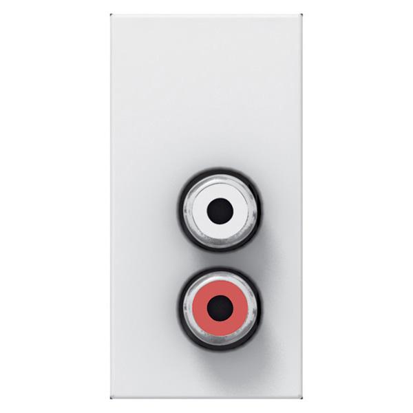 Vignette 2 produit Prise 2 RCA femelle Mosaic 1 module pour liaison audio stéréo - blanc | Ref : 078753