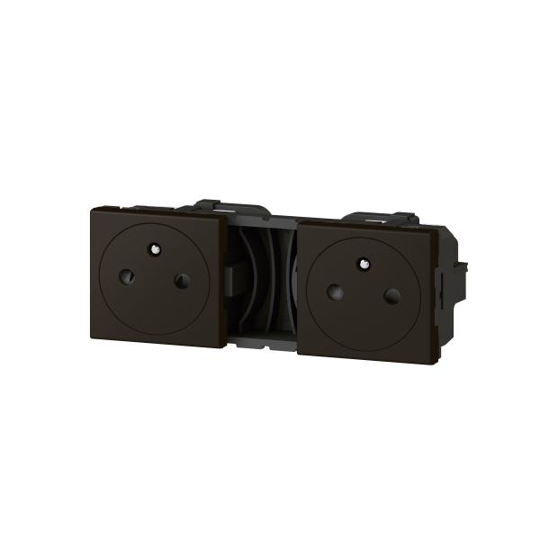 Vignette 2 produit Precablees murales 2xPrise de courant 2P+T f/b surface noir mat | Ref : 079134L