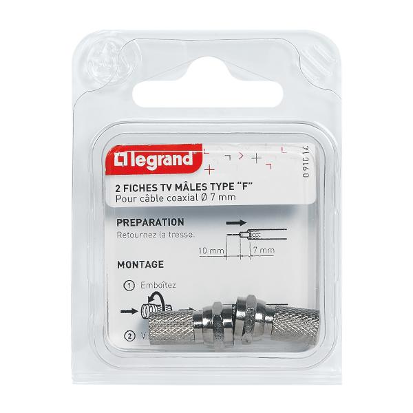 Vignette 2 produit Lot de 2 fiches mles tlvision coaxiale typeF  visser | Ref : 091014