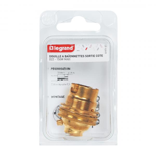 Vignette 2 produit Douille pour ampoule B22 avec bague - sortie de câble droite - laiton | Ref : 097100