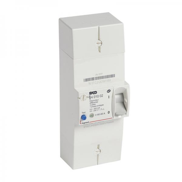Vignette 2 produit Disjoncteur de branchement Enedis bipolaire diffrentiel 500mA instantan  -  90A | Ref : 401002