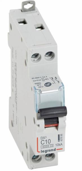 Vignette 2 produit Disjoncteur DX6000 10kA arrive haute et dpart bas  vis U+N 230V~  -  10A  -  courbe C  -  1 module | Ref : 407698