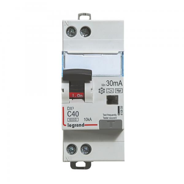 Vignette 2 produit Disjoncteur diffrentiel monobloc DX6000 10kA arrive haute et dpart bas  vis U+N 230V~  -  40A  -  typeF 30mA | Ref : 410859