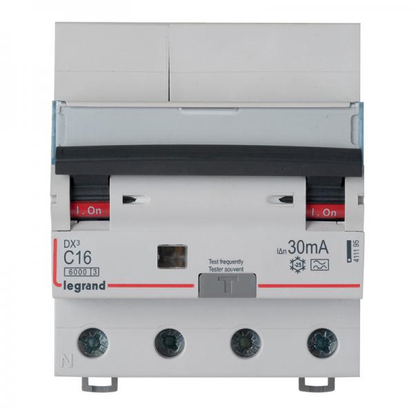 Vignette 2 produit Disjoncteur diffrentiel monobloc DX6000 10kA arrive haute automatique dpart bas  vis 4P 400V~  -  20A  -  typeA 30mA | Ref : 411212