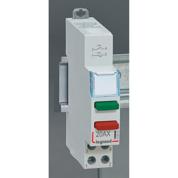 Vignette 2 produit Poussoir modulaire double fonction contact 1NO+1NF sans voyant  -  1 module | Ref : 412916